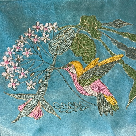 Powder UK Hummingbird luxury velvet embroidered pouch w/tassel-2 available-NWT - Picture 6 of 16